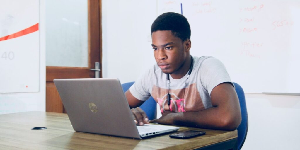 student studying student studying on a laptop