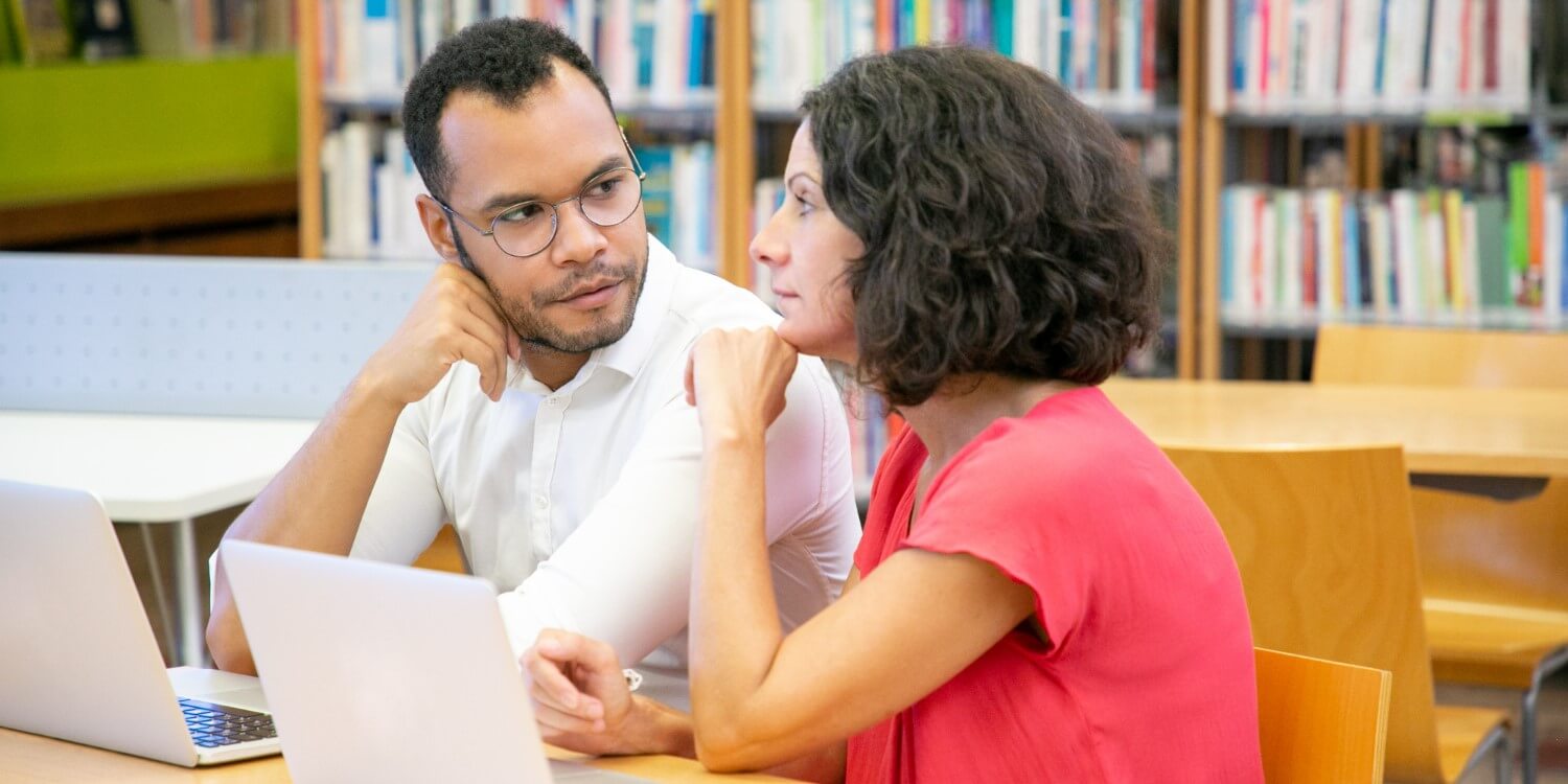 teachers discussing pre-test results