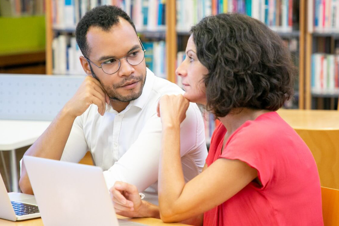 Teachers discussing pre-test results